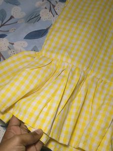 Cute Yellow Gingham Peplum Top