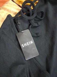 Shein Full Sleeve Black open back tie up top