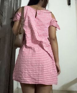 Gingham Open sleeve Mini dress