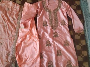 Peach Embroidered Kurta Set