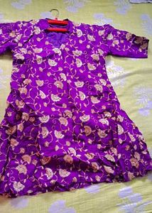 Elegant Purple Kurta with Gold Embroidery