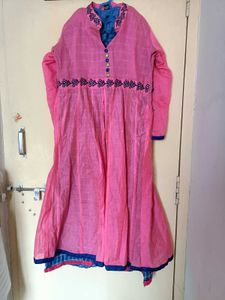 Pink Embroidered Anarkali Kurti