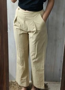 Classic Beige high waisted Wide Leg Trousers