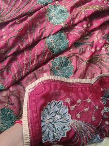 Embroidered georgette shiffon Saree n blouse 🇱🇻
