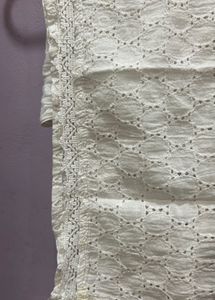 White Floral Embroidered Kurti