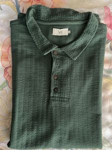 Green Textured Polo Shirt