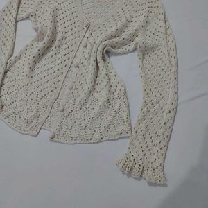 Cream Crochet Knit Cardigan🫧🩰