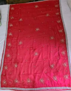 Red Odhni/Chunni/Dupatta with silver work