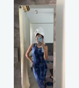 Blue Tie-Dye Sleeveless Mini Dress