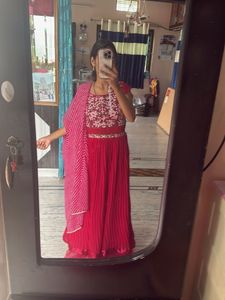 Elegant Red Embroidered Gown