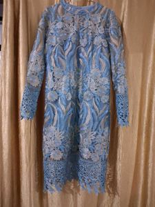 Elegant Blue Lace Dress