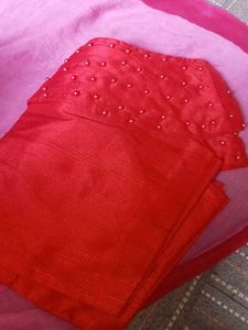 Stunning Red Pearl Embellished Blouse