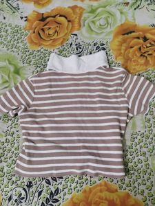 Striped Cropped Polo Shirt