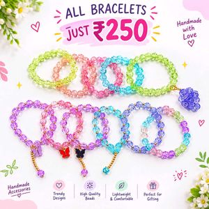 Set of Beaded Bracelets with Charms