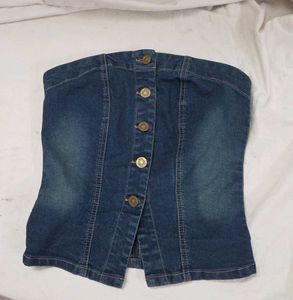 Max cares Denim Strapless Corset Top