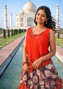 Boho Floral Print Sleeveless Kurta