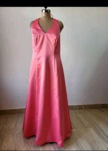Elegant Pink Halter Neck Maxi Dress