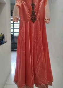 Elegant Peach Anarkali Gown perfect for SIZE M/L