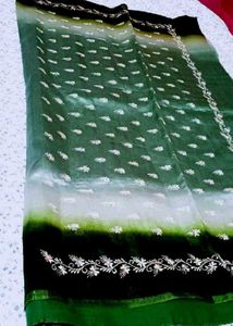 Elegant Ombre Green Embroidered Saree
