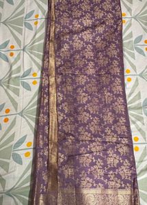 Elegant Purple Silk Brocade Saree