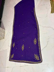 purple handwork saree