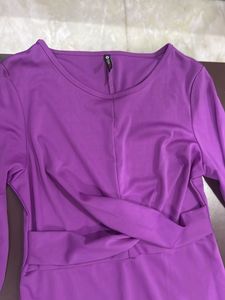 Newme Elegant  Purple Long Sleeve Dress