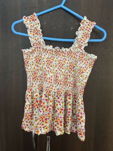 half rate todaySmocked Floral Crop Top