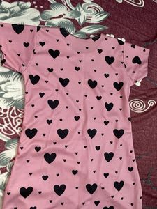 Pink Heart Print Top