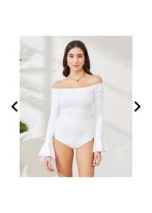 Off-Shoulder White leotard top