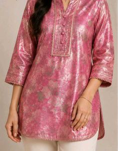 Elegant Pink Brocade Kurta