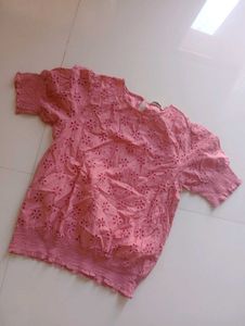 Pink Embroidered Puff Sleeve Top