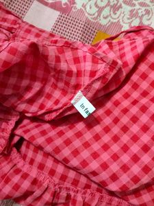 Cute Pink Gingham Tiered Top