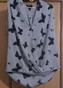 Chic Butterfly Print Sleeveless Top