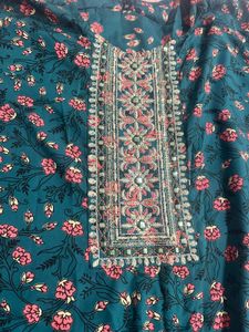 Teal Floral Kurta Set