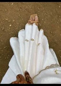 Elegant White Saree with Gold Embroidery