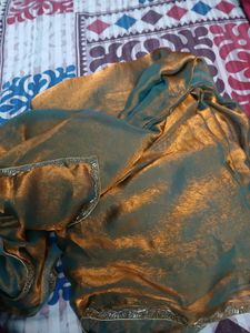 Trendy Bluish golden saree with blouse