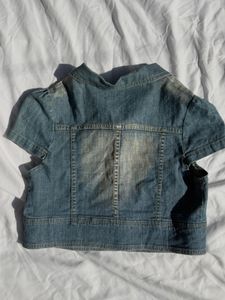 Stylish Blue Denim Cropped Jacket
