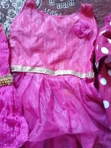 set of 3 peace Girls' Pink Dress &amp; skirt