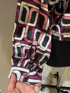 Chic Geometric Print Peplum Blouse