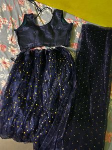 Navy Blue Sequined Lehenga Choli Set