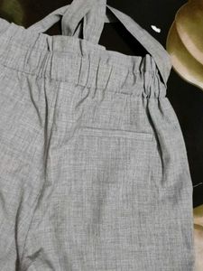 Grey Paperbag Waist Pants