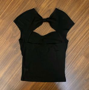New Me Black Sheer Cap Sleeve Top