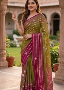 Embroidered Ombre Saree