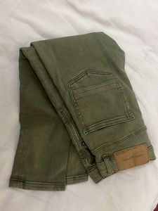 Olive Green Slim Fit Denim Jeans