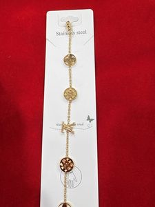 Gold Tone Stainless Steel Charm Bracelet