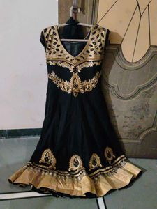 Black Anarkali kurta with dupatta