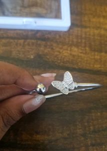 Silver Butterfly Bangle Bracelet
