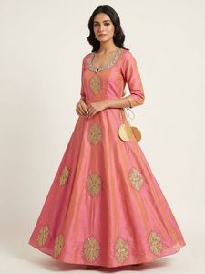 Radiant Pink & Gold Embroidered Festive Anarkali G