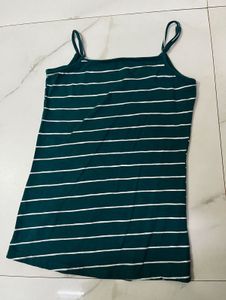 Green Striped Spaghetti Strap Top