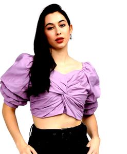 S Size Lavender Puff Sleeve Top